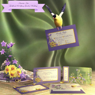 Cartão RSVP Creme de Casamento do Jardim Primavera Goldfinch