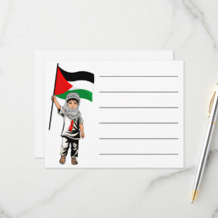 Cartão RSVP Criança com a bandeira Keffiyeh Palestine
