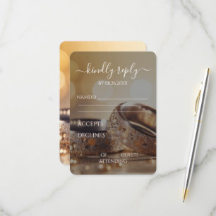 Cartão RSVP Crie O Seu - Anéis De Casamento De Bokeh Dourados