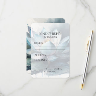 Cartão RSVP Crie O Seu Próprio Lótus De Aquarela Azul