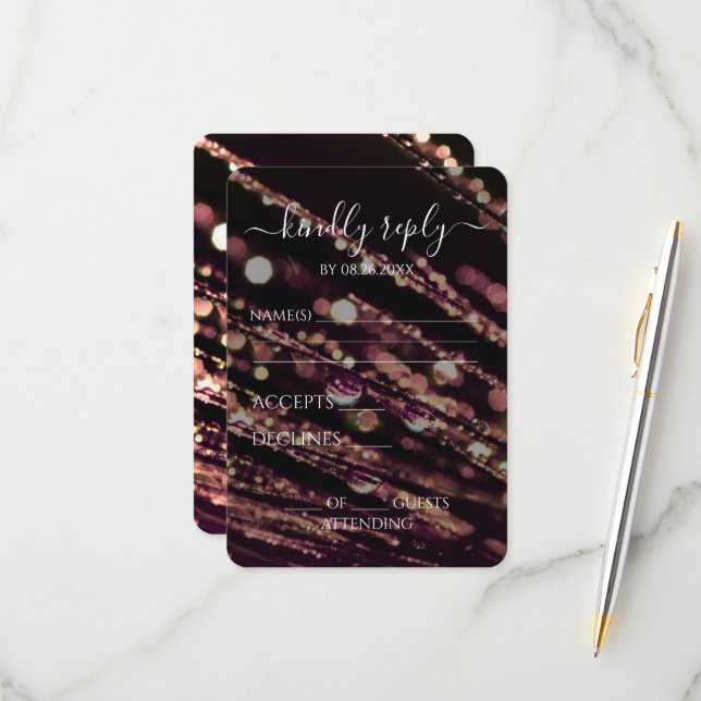 Cartão RSVP Crie o seu - Ramificações do Fosco do Bokeh (Frente/Verso In Situ)