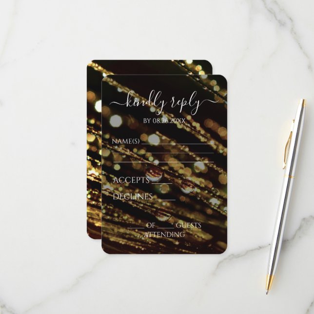 Cartão RSVP Crie o seu - Ramificações do Fosco do Bokeh (Frente/Verso In Situ)