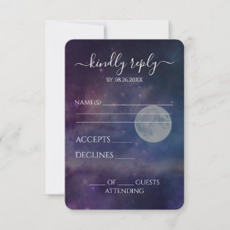Cartão RSVP Crie Seu Próprio Casamento com Céu Noturno Roxo