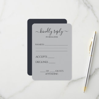 Cartão RSVP Crie Seu Próprio Casamento Personalizável Cinza
