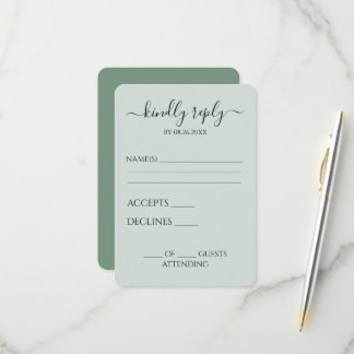 Cartão RSVP Crie Seu Próprio Casamento Verde Personalizado