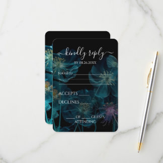 Cartão RSVP Crie seu próprio - Dark X Ray Wildflower brilhante