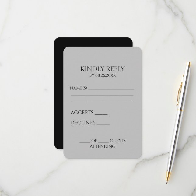 Cartão RSVP Crie seu próprio minimalista personalizado (Frente/Verso In Situ)