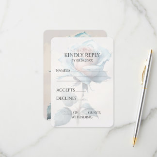 Cartão RSVP Crie seu próprio Rosa de Aquarela Azul Vintage
