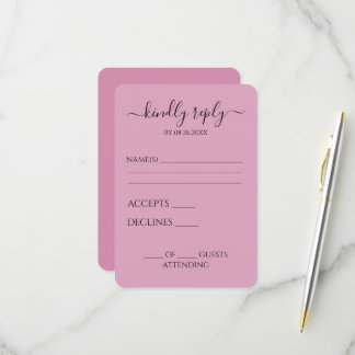 Cartão RSVP Crie Sua Própria Caligrafia Simples Personalizada