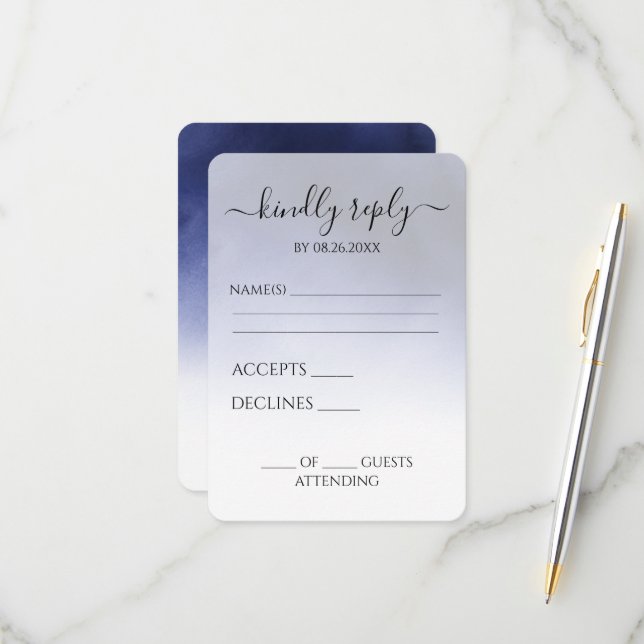 Cartão RSVP Crie sua própria nuvem azul de indigo escura (Frente/Verso In Situ)