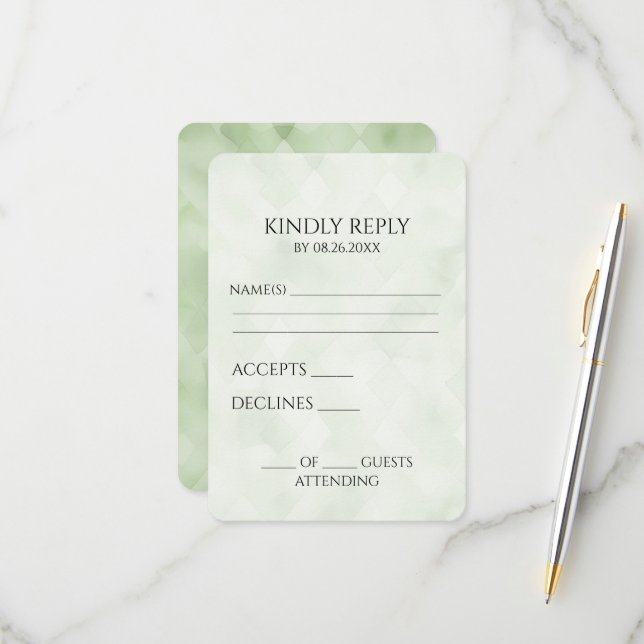 Cartão RSVP Crie sua própria textura Bonito de fundo verde (Frente/Verso In Situ)