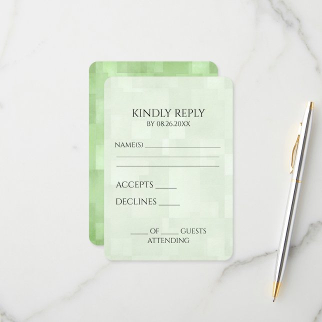 Cartão RSVP Crie sua própria textura verde clara (Frente/Verso In Situ)