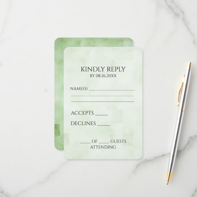 Cartão RSVP Crie sua própria textura verde suave (Frente/Verso In Situ)