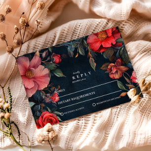 Cartão RSVP Crimson Noir Wedding