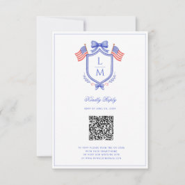 Cartão RSVP Crista de Bandeira Patriótica | Casamento de Monog
