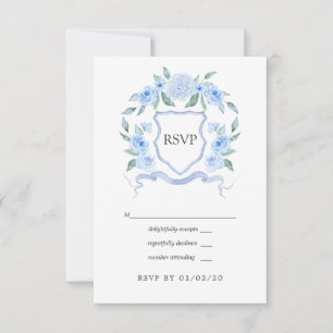 Cartão RSVP Crista de Monograma Floral Casamento