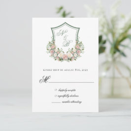 Cartão RSVP Crista Floral Rosa
