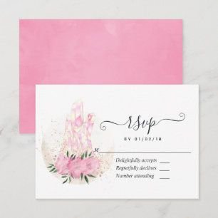 Cartão RSVP Cristais de Aquarela Geométrica Rosa