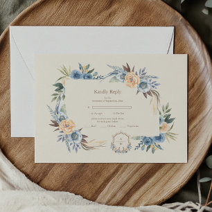 Cartão RSVP Cume Casamento Floral Boêmio Country Ocidental