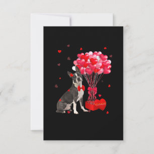 Cartão RSVP Cute Boston Terrier Heart Dog Lover Dia de os namo