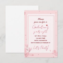 Cartão RSVP Cute Girls Night Galentine Pink Party Invitation