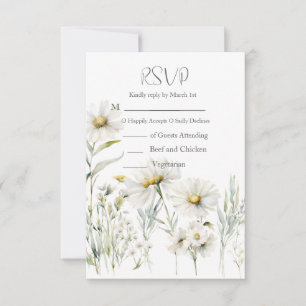 Cartão RSVP Daisy QR Code Wedding