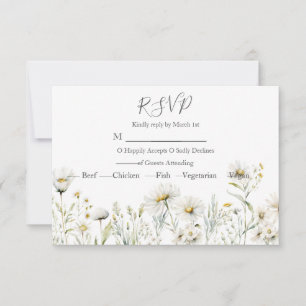 Cartão RSVP Daisy Wildflower Wedding