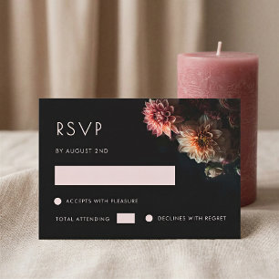 Cartão RSVP Dália Floral Sombrio Escuro