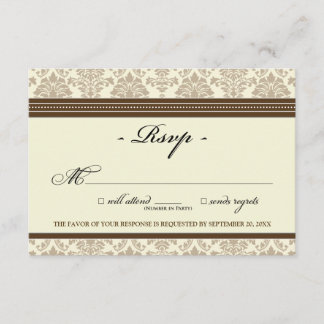 Cartão RSVP Damask Elegante (chocolate/creme)