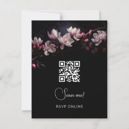 Cartão RSVP Dark Moody Floral Wedding | Scan Me 