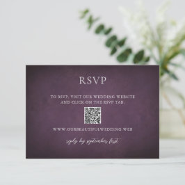 Cartão RSVP Dark Purple Fine Art Floral Elegant Wedding
