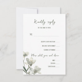Cartão RSVP Dark Sage Green Botanical Wedding