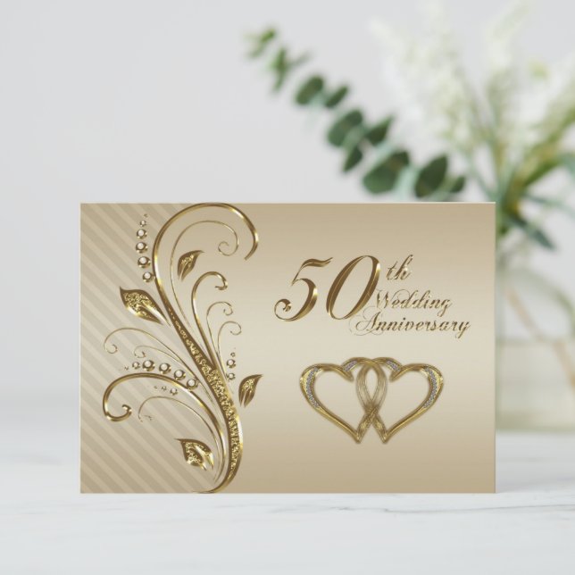 Cartão RSVP de 50º Aniversário de Casamento (Em pé/Frente)