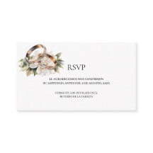 Cartão RSVP de anel de casamento Dourado
