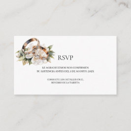 Cartão RSVP de anel de casamento Dourado