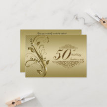 Cartão RSVP de Aniversário do Casamento do Ouro 50