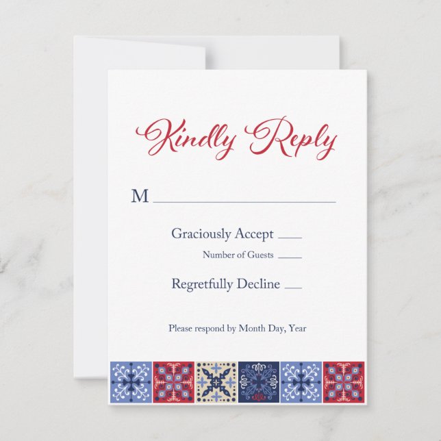 Cartão RSVP de Azulejo mexicano Talavera (Frente)