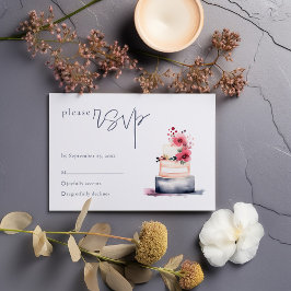 Cartão RSVP de Bolo de Casamento de Água