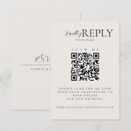 Cartão RSVP de Caligrafia de Código QR de Casament