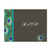 cartão rsvp de Casal Azul Pavão