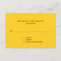 Cartão RSVP de Casamento Amarelo Brilhante