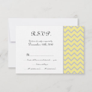 Cartão RSVP de Casamento/Amarelo/Cinza Moderno Che