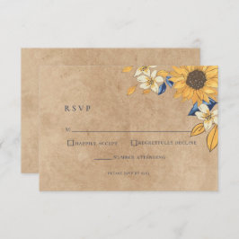 Cartão RSVP de Casamento Amarelo Russo de Girassol