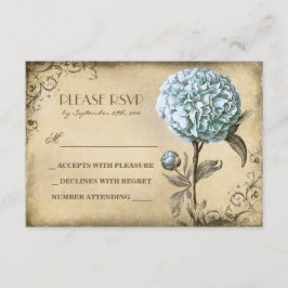 cartão RSVP de casamento antigo com floração de pe
