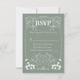 Cartão RSVP de Casamento Art Nouveau