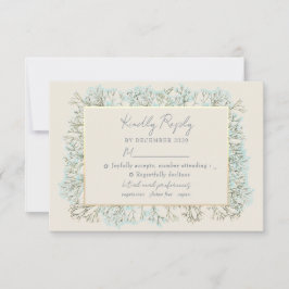 Cartão RSVP de Casamento Azul de Flores Selvagens