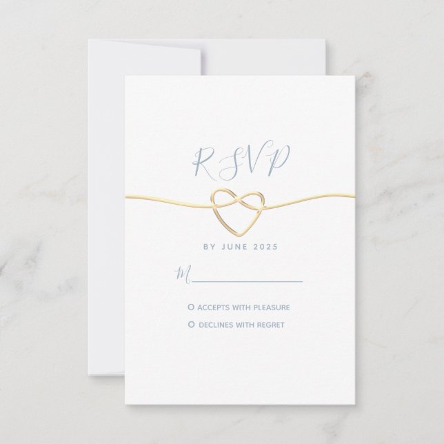 Cartão RSVP de Casamento Azul Mínimo Dusty (Frente)