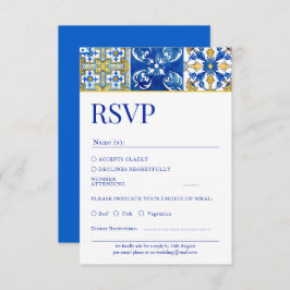Cartão Rsvp de Casamento Azul Moderno do Verão do 