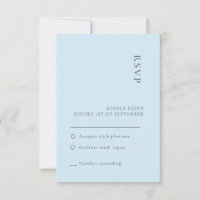 Cartão RSVP de Casamento Azul Simples Elegante