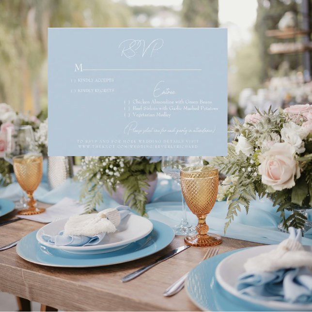 Cartão RSVP de Casamento Azul Sky (Criador carregado)